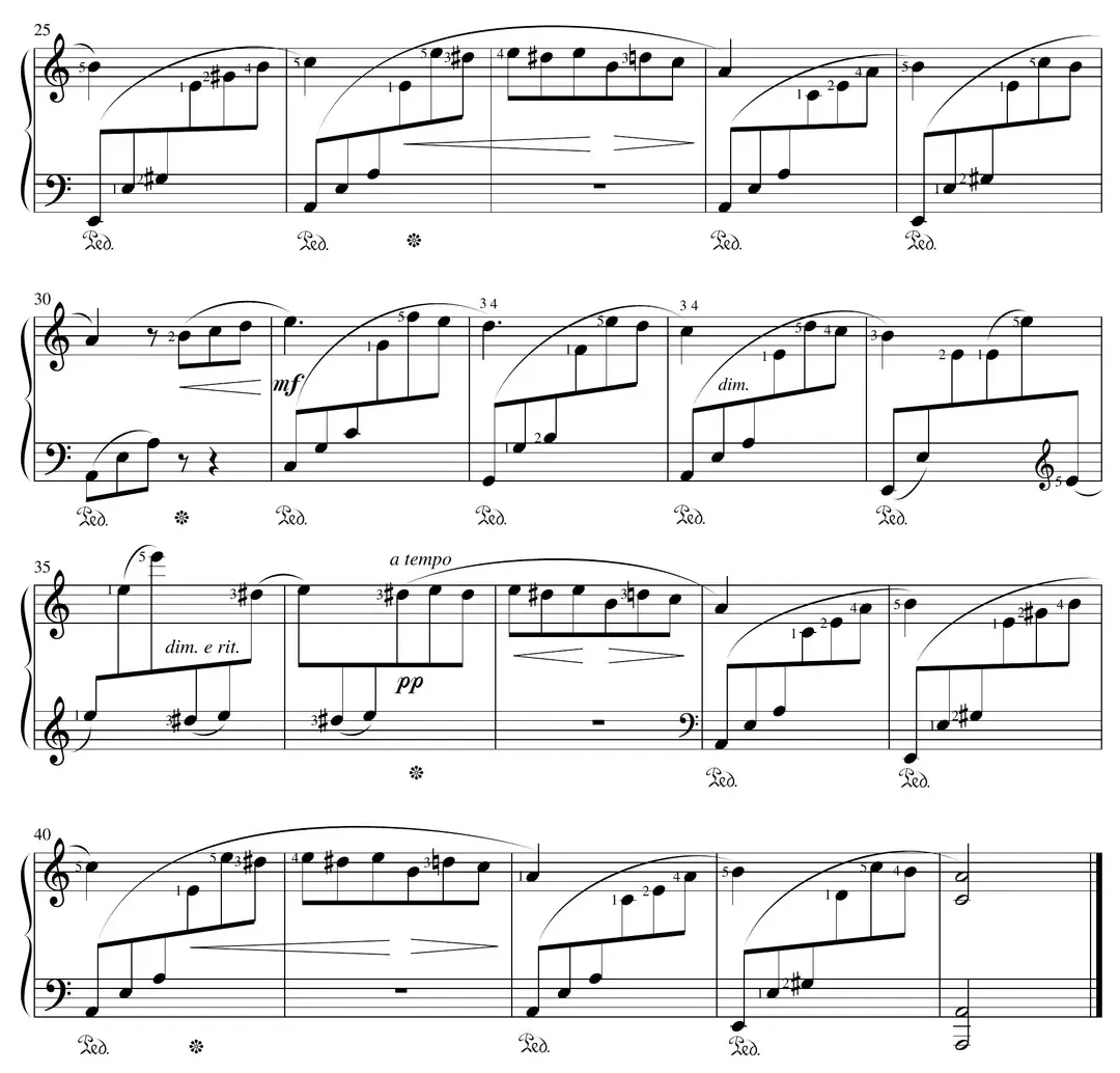 Sheet music: "Für Elise" (Beethoven) excerpt with left-hand clef changes