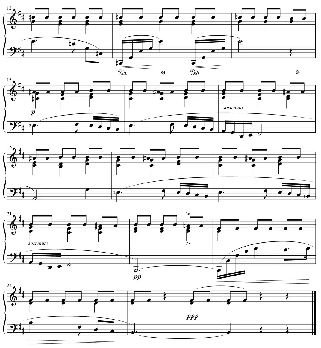 Sheet music: "Prelude in B Minor" (Chopin) somber unfolding left-hand melody