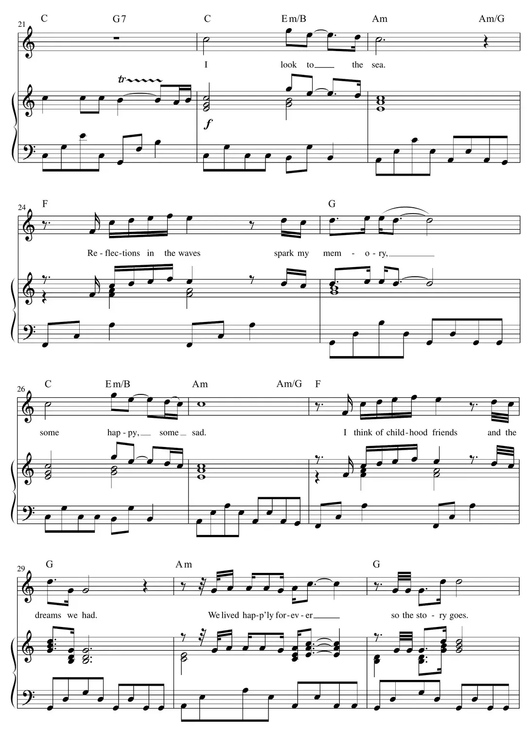 Sheet music: "Come Sail Away" (Styx) pop/rock piano arrangement