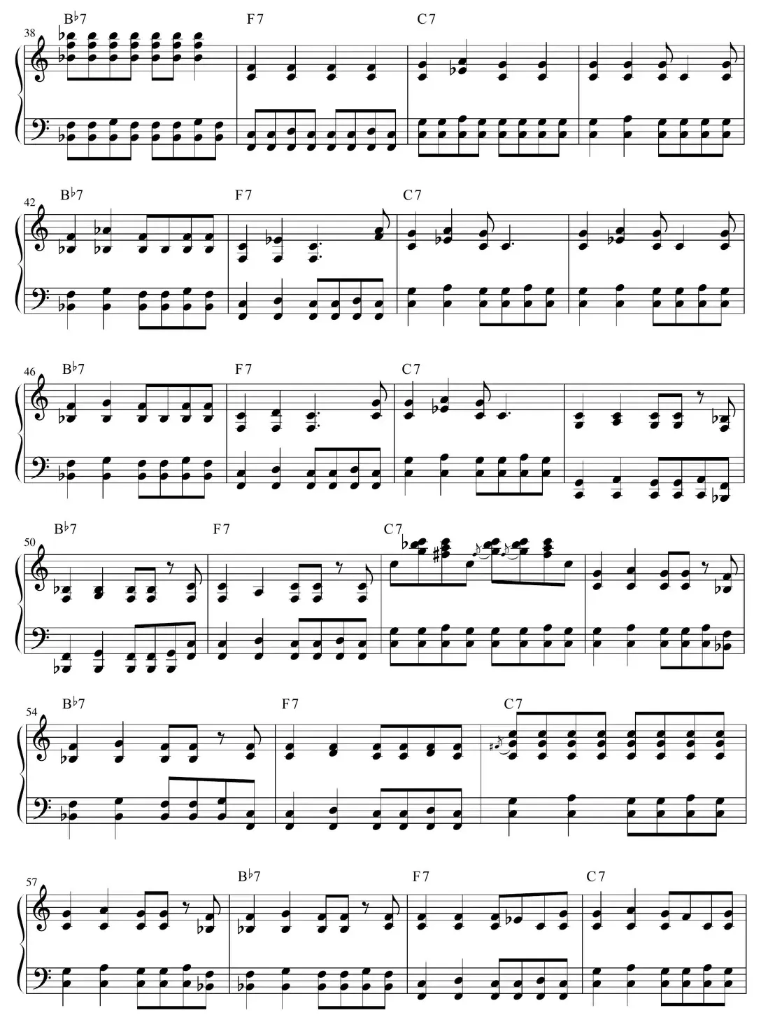Sheet music: "Takin' Care of Business" (BTO) arrangement continued