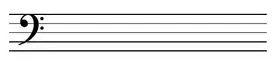 Diagram: bass clef symbol on the five-line staff