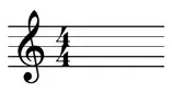 Diagram: 4/4 time signature placed after the clef on the staff