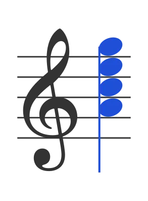 Am7 chord in staff notation — A, C, E, G