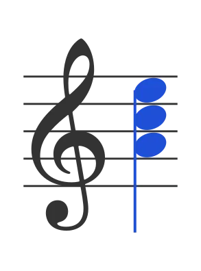 Am chord in staff notation — A, C, E