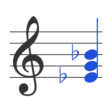 Eb chord in staff notation — E♭, G, B♭