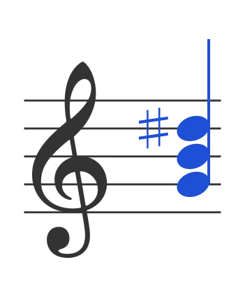 Gaug chord in staff notation — G, B, D♯