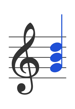 G chord in staff notation — G, B, D